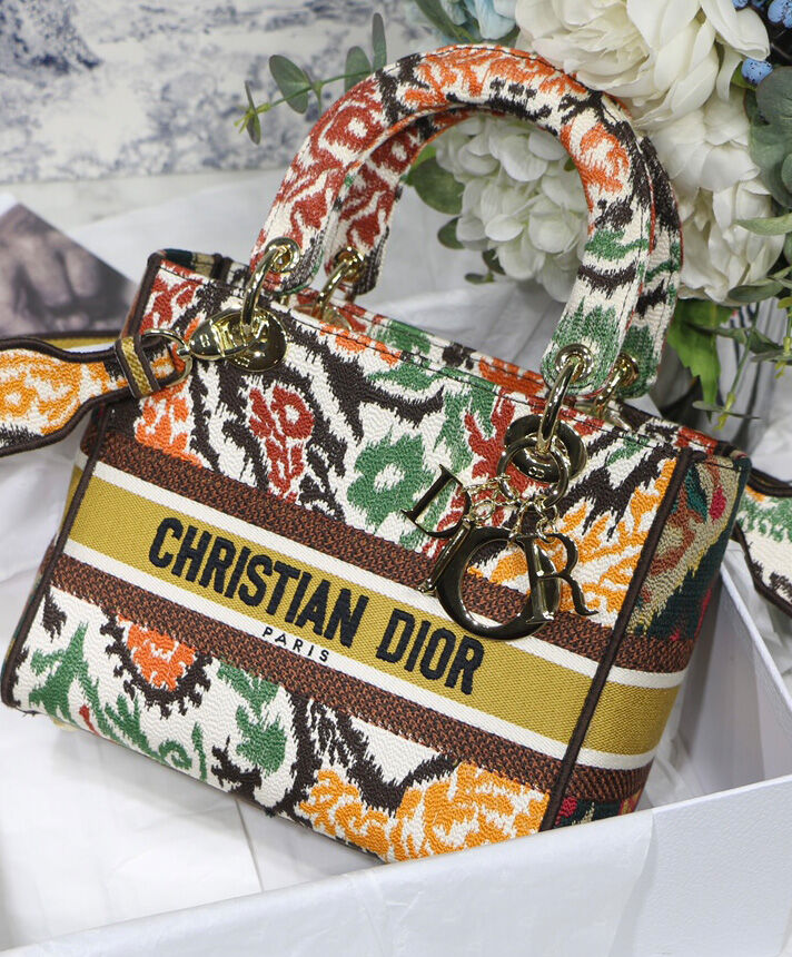 Christian Dior Medium Lady D Lite Canvas Bag Yellow